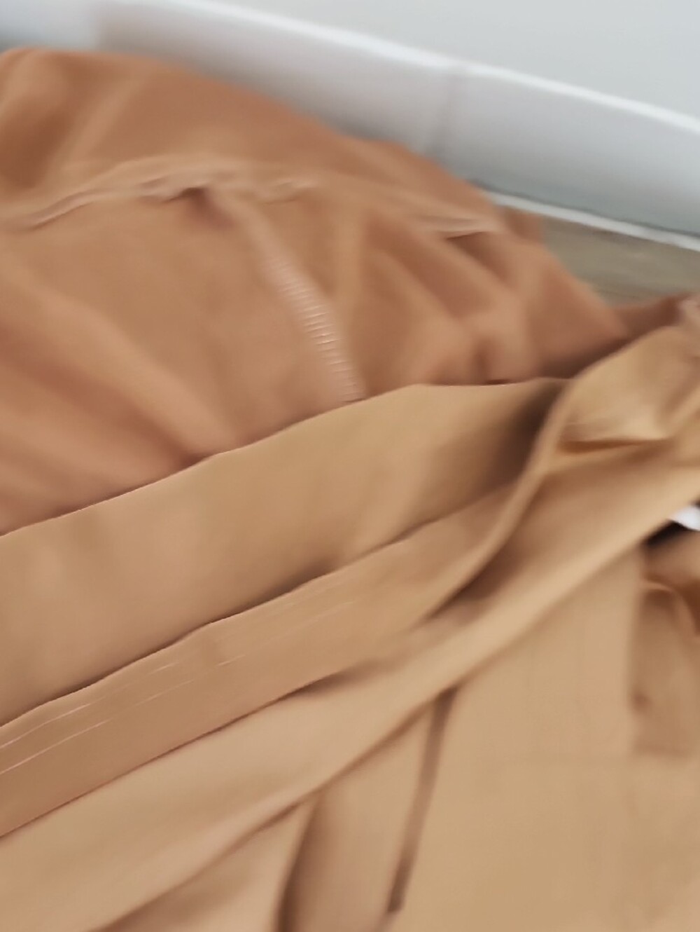 Brown Ruffle Strapless Dress - Large - Picture 9 of 10